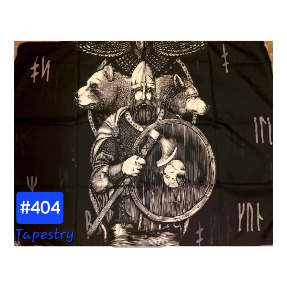 Norse Rune Viking Wolf Odin Tapestry‎ Hanging Wall Decor
